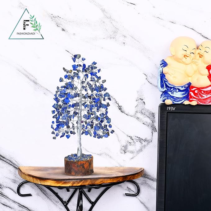 FASHIONZAADI Lapis Lazuli Tree - Crystal Chakra Tree of Life - Gemstone Feng Shui Decor - Chakra Home Decor - Crystal Gifts for Women, Spiritual Gift