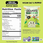 CauliPuffs - Corn, Rice, and Cauliflower Gluten Free Puffed Snack (15 x 0.75oz Bags, Vegan Salt & Pepper)