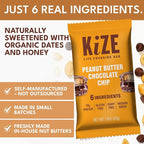KiZE Energy Bars - Peanut Butter Chocolate Chip - Gluten Free, Dairy Free, Non-GMO, and High Protein Meal Replacement Energy Bars, Clean and Simple Food Ingredients - Peanut Butter Chcolate Chip, 10g High Protein Snacks, (10 Count)