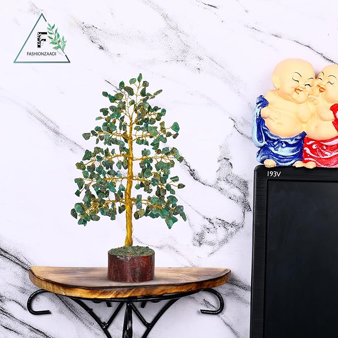 FASHIONZAADI Green Aventurine Crystal Tree, Crystals and Stones, Gem Tree, Healing Gemstones and Crystals Home Decor, Meditation Decor, Spiritual Gifts for Women, Good Luck Gift