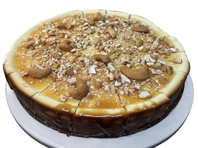 Andy Anand Caramel Cashew Cheesecake 9" | Freshly Baked, All-Natural | Made with Real California Cream Cheese, No Chemicals or Preservatives | Amazingly Delicious & Decadent (2 lbs)