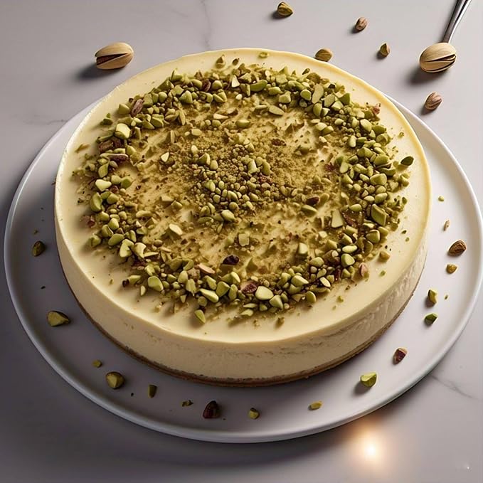 Andy Anand Caramel Pistachio Cheesecake 9" | Freshly Baked with Real California Cream Cheese, No Chemicals | All-Natural, Delicious & Decadent Dessert (2 lbs)