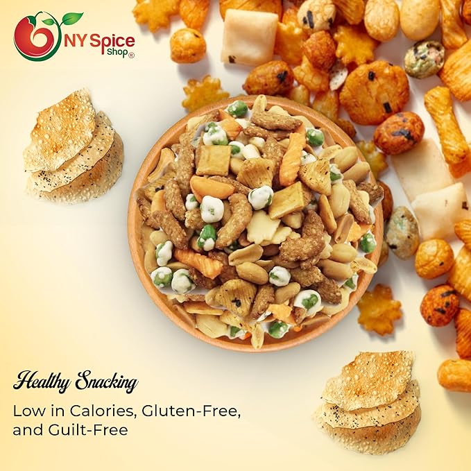 NY Spice Shop Wasabi Explosions Crackers - 1 Pound Rice Snacks - Crunchy, Spicy, Natural & Mixed Rice Crackers