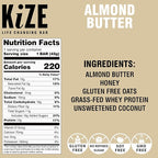 KiZE Energy Bars - Gluten Free, Dairy Free, Non-GMO, and High Protein Meal Replacement Energy Bars, Meal Bar, Clean and Simple Food Ingredients - Almond Butter, 10g High Protein Snacks, (30 Count)