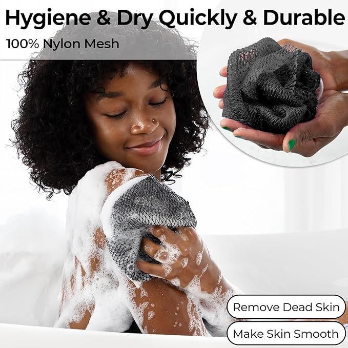 African Net Sponge Authentic - Afro Scrub Exfoliating Net Sponge with Knots - African Bath Sponges for Body Scrubber Exfoliator - Back Scrubber for Shower Bathing Accessories