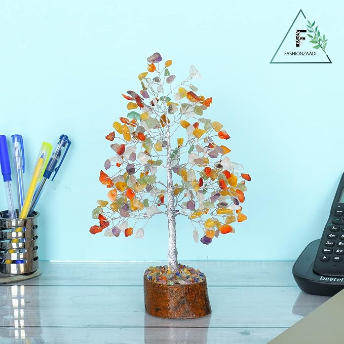 FASHIONZAADI 7 Chakra Tree of Life - Crystal Tree for Positive Energy, Feng Shui Home Decor, Wire Bonsai, Crystal Decor - Spiritual Gift, Meditation