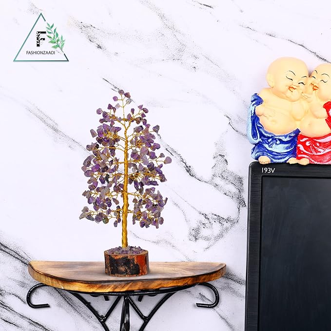 FASHIONZAADI Amethyst Crystals Tree of Life - Stones and Crystals - Bonsai Tree - Good Luck Gifts for Women - Meditation Accessories - Chakra Stones Decor