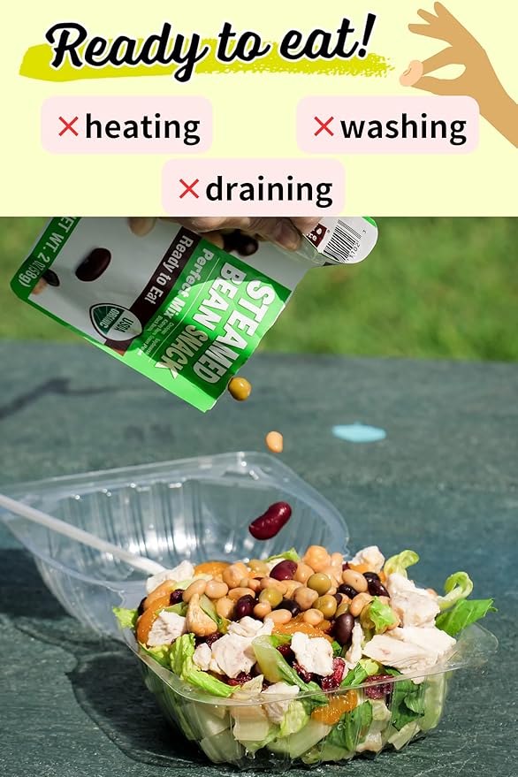 Steamed Bean Snack Series - PERFECT MIX ( Organic Chickpeas, Organic Soybeans, Organic Green Peas, Organic Kidney Beans, Organic Black Beans) - Box of 10