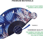 Amajiji 8.27"(21cm) Hand Held Bamboo Silk Folding Fan Hand Fan,Chinese/Japanese Charming Elegant Vintage Retro Style,Women Ladys Girls Best Gifts (Blue Butterfly)