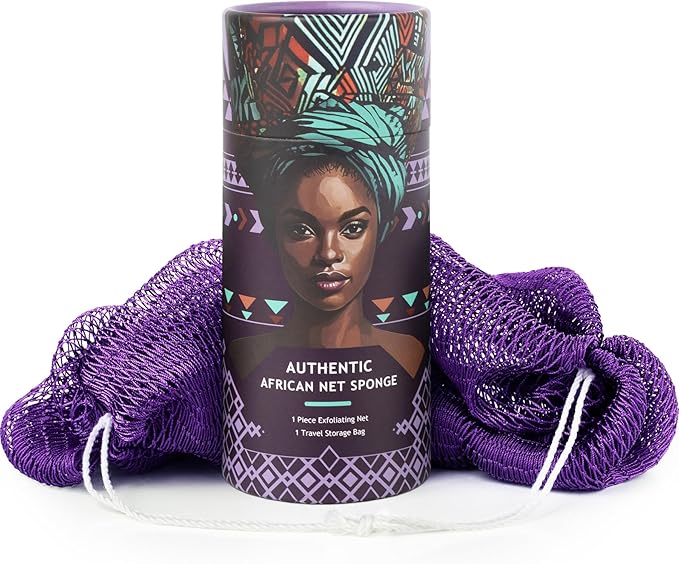 African Net Sponge Authentic - Real African Exfoliating Body Scrubber Sponge with Knots - Shower Washcloths for Exfoliator - Body Care Bathing Accessories
