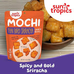 Sun Tropics Mochi Snack Bites, Thai Bird Sriracha Flavor- 3.5 oz (6 Pack)| Crispy Spicy Mochi Bites, Rice Nuggets | Mochi Puff Rice Crackers- Gluten Free & Dairy Free- No MSG Added | Asian Rice Snacks