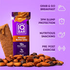 IQBAR Brain and Body Plant Protein Bars - Almond Butter Chip - 36-Count Low Carb - Gluten Free, High Fiber, Vegan Snacks - Low Sugar Meal Replacement