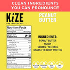 KiZE Energy Bars - Gluten Free, Dairy Free, Non-GMO, and High Protein Meal Replacement Energy Bars, Meal Bar, Clean and Simple Food Ingredients - Peanut Butter, 10g High Protein Snacks, (30 Count)