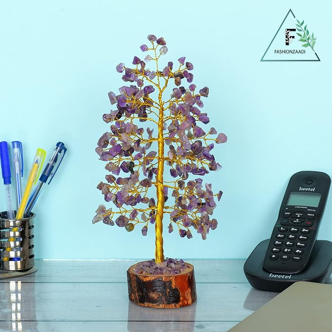 FASHIONZAADI Amethyst Crystals Tree of Life - Stones and Crystals - Bonsai Tree - Good Luck Gifts for Women - Meditation Accessories - Chakra Stones Decor