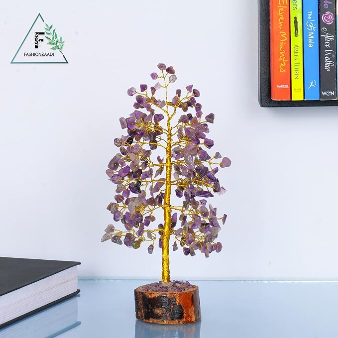 FASHIONZAADI Amethyst Crystals Tree of Life - Stones and Crystals - Bonsai Tree - Good Luck Gifts for Women - Meditation Accessories - Chakra Stones Decor