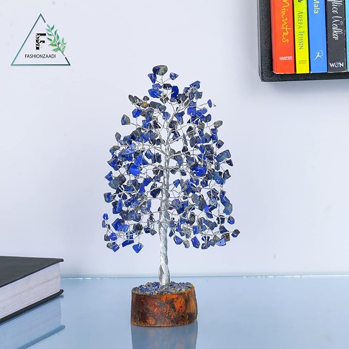 FASHIONZAADI Lapis Lazuli Tree - Crystal Chakra Tree of Life - Gemstone Feng Shui Decor - Chakra Home Decor - Crystal Gifts for Women, Spiritual Gift