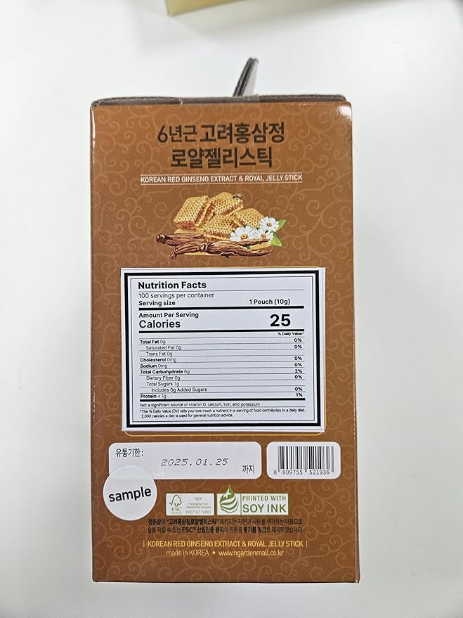 6-Year Korean Red Ginseng Extract & Royal Honey | 100 Sticks | Sweet Flavor | 70mg Ginseng, 15% Australian Honey | Energy, Focus, Fatigue, Immune Support | Daily Supplement for Men & Women