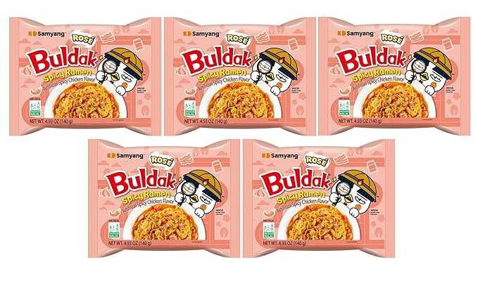 Samyang Buldak Hot Spicy Chicken Ramen Noodle Korean Stir-Fried Ramen (10, ROSÉ)