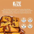 KiZE Energy Bars - Peanut Butter Chocolate Chip - Gluten Free, Dairy Free, Non-GMO, and High Protein Meal Replacement Energy Bars, Clean and Simple Food Ingredients - Peanut Butter Chcolate Chip, 10g High Protein Snacks, (10 Count)