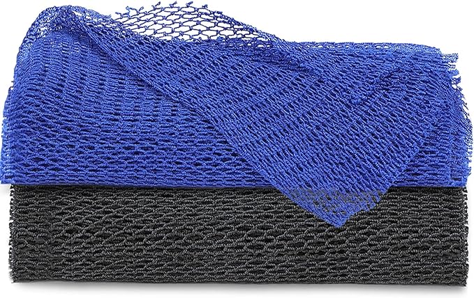 2pc African Net Long Bath Net Sponge,JASSINS African Bathing Sponge,Body Exfoliating Long Net Shower Body Scrubber Back Scrubber Skin Smoother,Stretch Length to 66 INCH