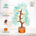 YATSKIA Turquoise Crystal Bonsai Tree Sculpture, Handmade 7 Chakra Healing Pendant Necklaces, Home Decor, Tabletop Display, 8x8x25cm, 1-2lbs