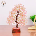 YATSKIA Rose Quartz Tree - Quartz Crystal Tree for Positive Energy - Birthday Gifts for Women - Feng Shui Decor - Gemstone Home Decor - Pink Desk Accessories