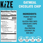 KiZE Energy Bars - Oatmeal Chocolate Chip - Gluten Free, Dairy Free, Non-GMO, and High Protein Meal Replacement Energy Bars, Clean and Simple Food Ingredients - Cookie Dough, 7g High Protein Snacks, (10 Count)