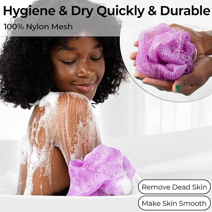 African Net Sponge Authentic - Real African Exfoliating Body Scrubber Sponge with Knots - Shower Washcloths for Exfoliator - Body Care Bathing Accessories