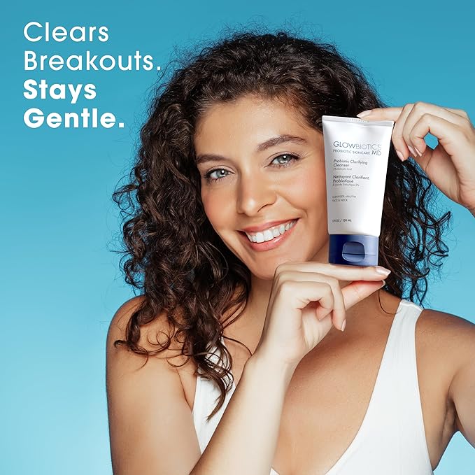 Glowbiotics Probiotic Clarifying Cleanser 5 oz – Gentle Foaming Face Wash with 2% Salicylic Acid & Niacinamide, Clears Pores & Excess Oil