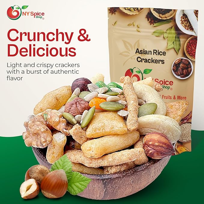 NY Spice Shop Asian Rice Crackers - 5 Pound Rice Snacks - Crunchy, Spicy, Natural & Mixed Rice Crackers - No Artificial Colors
