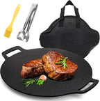 Korean BBQ Grill, Nonstick Round Griddle Pan with Bag, 12 Inch 6 Layer Coating BBQ Griddle, Cast Iron Griddles for Stove Top, Induction, Outdoor Camping, Tawa Roti Pan