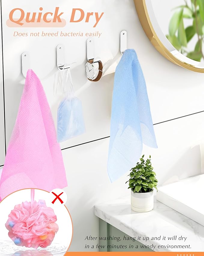 6 PCS Exfoliating Washcloth, 35 Inch 3 Colors Nylon Bath Exfoliating Towel for Shower, Colorful Japanese Washcloth, Exfoliating Body Scrubber (Blue, Yellow, Pink)
