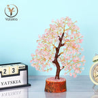 YATSKIA Rose Quartz Tree - Quartz Crystal Tree for Positive Energy - Birthday Gifts for Women - Feng Shui Decor - Gemstone Home Decor - Pink Desk Accessories