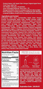 LIAF Apple Cider Vinegar Powder Loaded Tea Packets | Korean Fermented ACV with Mother | Travel Size Instant Dissolving Drink Mix | Sugar Free Energy Boost | Apple Flavor 10 Count