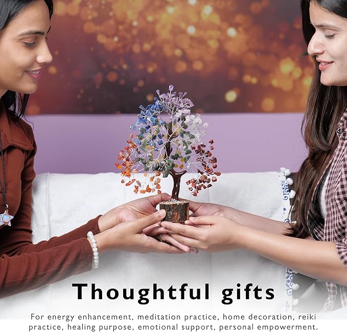 FASHIONZAADI Crystal Tree of Life 7 Chakra Healing Crystal Trees for Home Decor, Office Desk Decor Handmade Bonsai Trees for Positive Energy, Money, Good Luck Birthday Gifts for Women, Mom