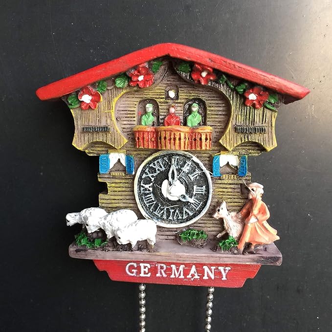 3D Germany Cuckoo Clock Refrigerator Fridge Magnet Tourist Souvenirs Handmade Resin Craft Magnetic Stickers Home Kitchen Decoration Travel Gift