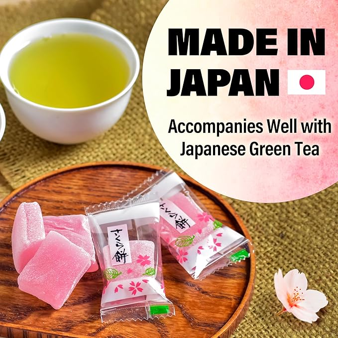 YAMASAN KYOTO UJI Japanese Sakura Mochi Candies, Real Traditional Cherry blossom Rice Cakes, 300g/10.58oz, Japanese Snacks, Japanese Candy, Individually Wrapped