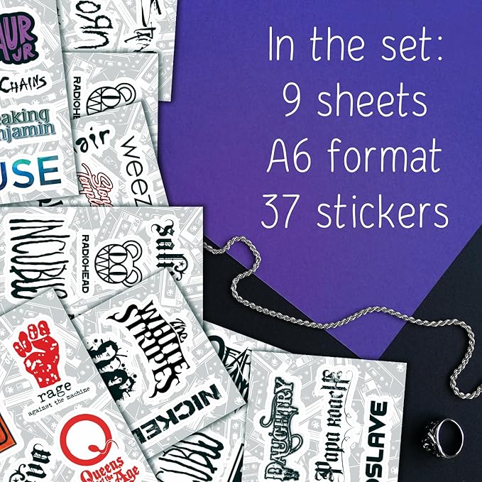 36Pcs Grunge Stickers, 90's Grunge Music, Rock Stickers, Rock Band Decals, Music Gifts for Men and Women