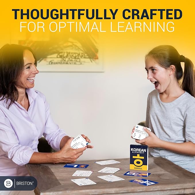 41 Korean Alphabet Hangul Flash Cards – Educational Language Learning Resource with Pictures for Memory & Sight Words - Fun Game Play - Grade School, Classroom, or Homeschool Supplies – Briston Brand