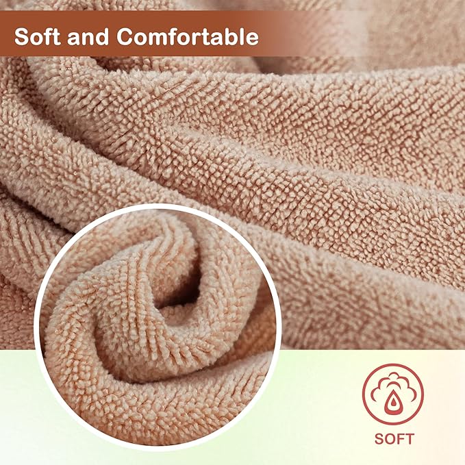 Makeup Remover Cloth 12 x 12 Inch, Reusable Makeup Remover Towels for Washing Face, 6 Pack Washable Microfiber Face Cloth Fast Drying Washcloth, Brown