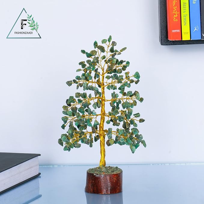 FASHIONZAADI Green Aventurine Crystal Tree, Crystals and Stones, Gem Tree, Healing Gemstones and Crystals Home Decor, Meditation Decor, Spiritual Gifts for Women, Good Luck Gift