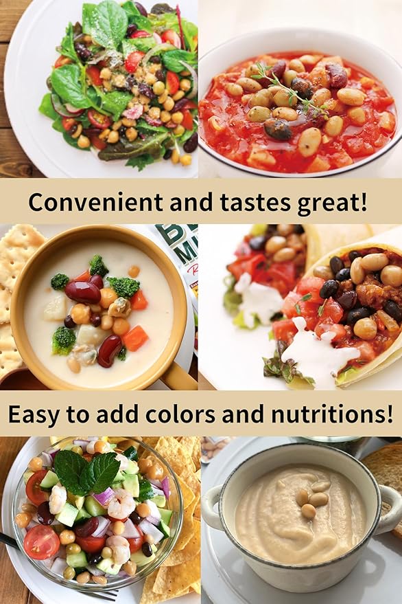 Steamed Bean Snack Series - PERFECT MIX ( Organic Chickpeas, Organic Soybeans, Organic Green Peas, Organic Kidney Beans, Organic Black Beans) - Box of 10
