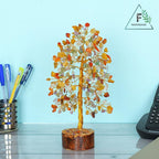 FASHIONZAADI Gemstone Money Tree Reiki Healing Chakra Balancing Handmade Bonsai Trees Spiritual Gift Aura Cleansing Good Luck Home Decor (Mix Chakra Golden Wire)