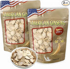 2 Bags of American Ginseng Slices (4oz/Bag) 西洋参/花旗参 Panax Ginseng. Boosts Body Immunity, Energy & Stamina for Man & Women