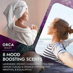 8-Pcs Shower Steamers Aromatherapy & Scented Candle - Birthday Self Care Relaxation Gifts for Women, Pampering Shower Bombs Aromatherapy, Spa Day Essentials, Christmas Purple Gift Bundle