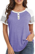 3/4 Sleeve Shirts for Women Crewneck Button Down Tunic Tops Raglan T Shirt