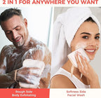 ZOMCHI Exfoliating Washcloth for Face and Body, Dual Function Wash Cloth with Soft and Rough Sides, Exfoliating Scrub Bath Towels, Washcloth with Loop (White, 3 Pack)