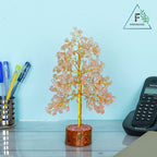 FASHIONZAADI Crystal Tree of Life with Rose Quartz - Pink Gemstone Bonsai for Positive Vibes - Feng Shui Money Tree for Meditation, Healing & Home Decoration