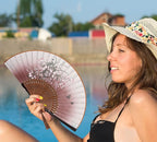 Amajiji 8.27"(21cm) Hand Held Bamboo Silk Folding Fan Hand Fan,Chinese/Japanese Charming Elegant Vintage Retro Style,Women Ladys Girls Best Gifts (Brown Grassflower)