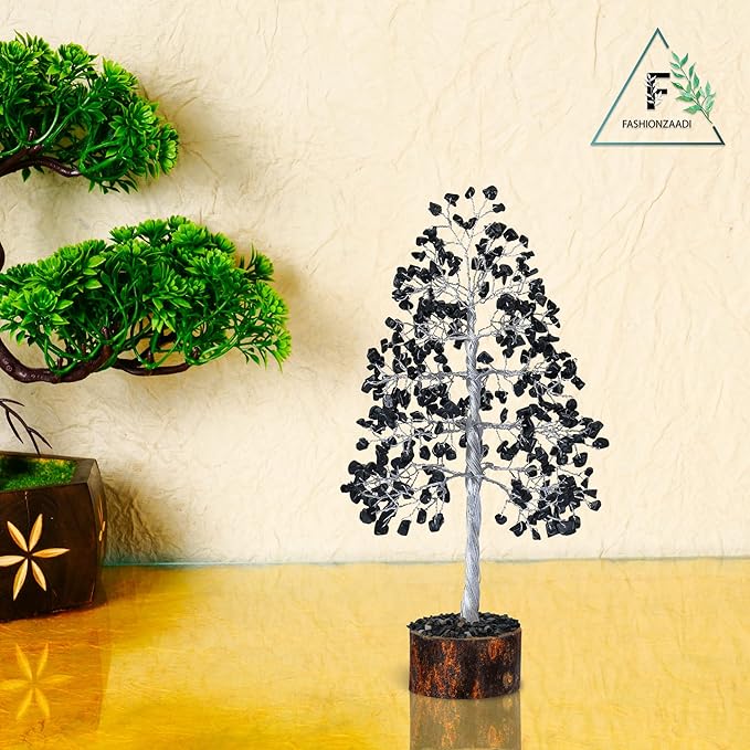 FashionZAADI Black Tourmaline Crystal Bonsai Tree for Positive Energy - Reiki Protection Crystals - Tree of Life Decor - Desk Accessories Aesthetic